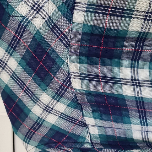 Rails Lined Plaid Button Front Shirt, Blue Green, Size M - Picture 12 of 15